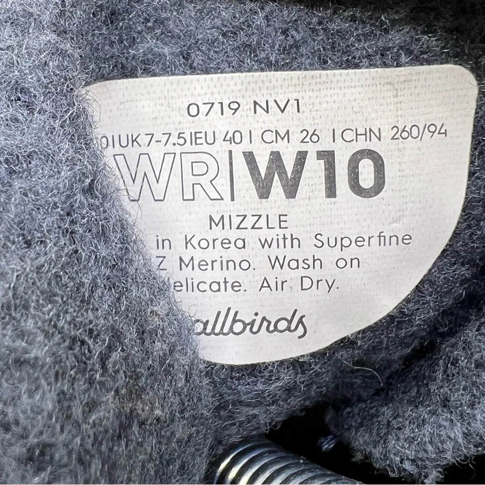 Allbirds Mizzle Wool Runner Charcoal Running Shoes Comfort Lace Up Size 10 Wmns